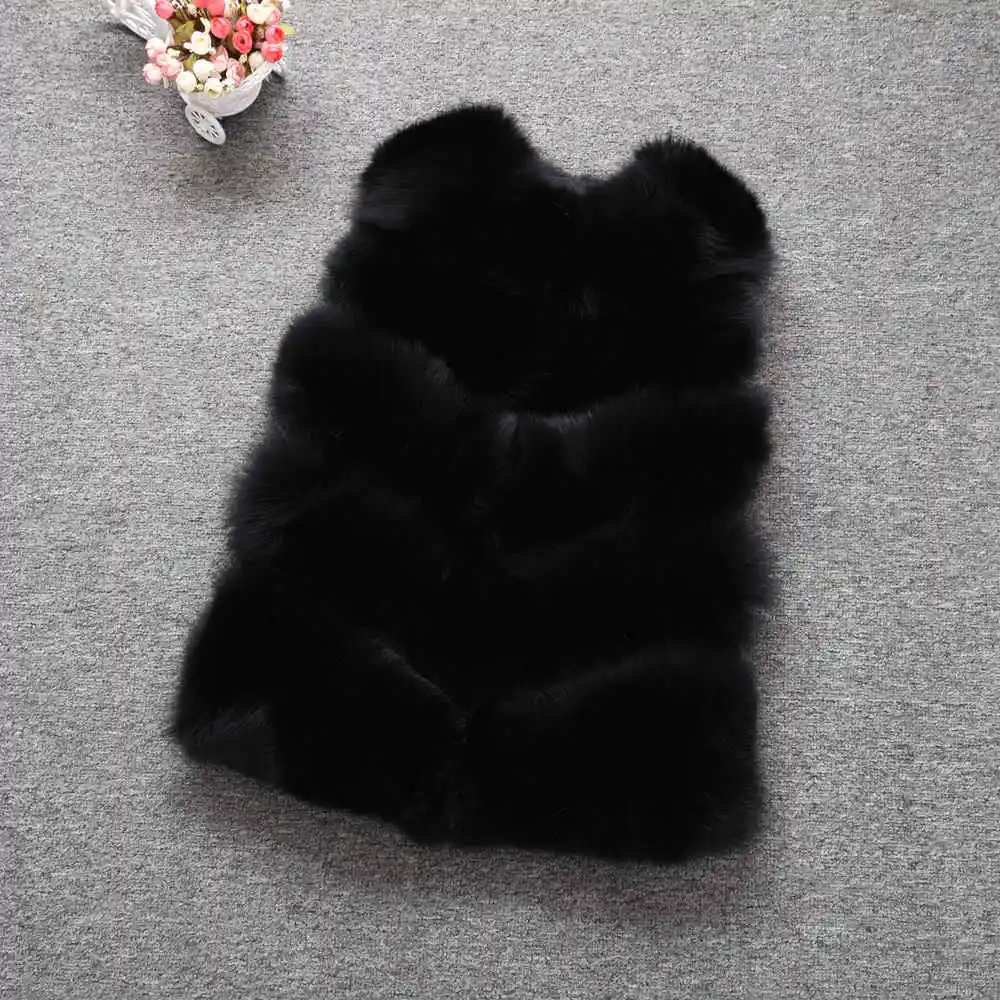 Black Jancoco Max натуральный Лисий мех жилет женский Зимний натуральный мягкий натуральный мех длинный жилет высокое качество модное пальто 5 рядов жилет S1571 - Цвет: Black