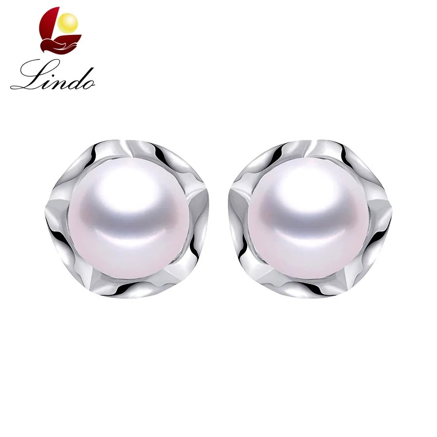 Распродажа! Серьги пусеты с высоким блеском из натурального пресноводного