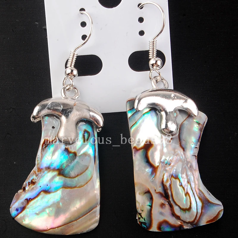Бесплатная доставка Модные ювелирные изделия 19x33 мм Новая Зеландия Абалон ракушка искусство висячие серьги MC4234