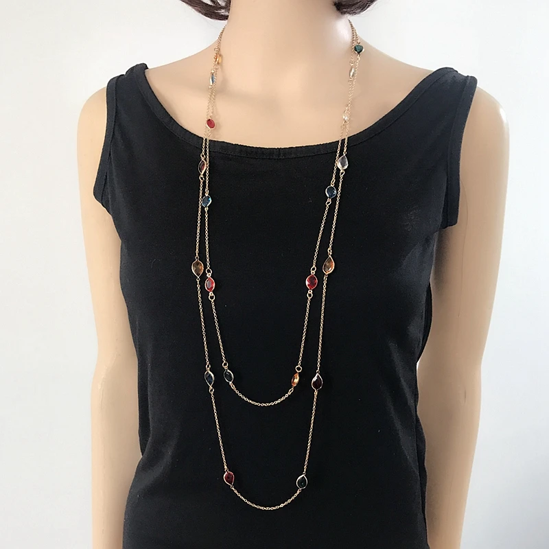 

Mixed Color Sweet Cute Necklace, Colorful Pendant Sweater Necklace