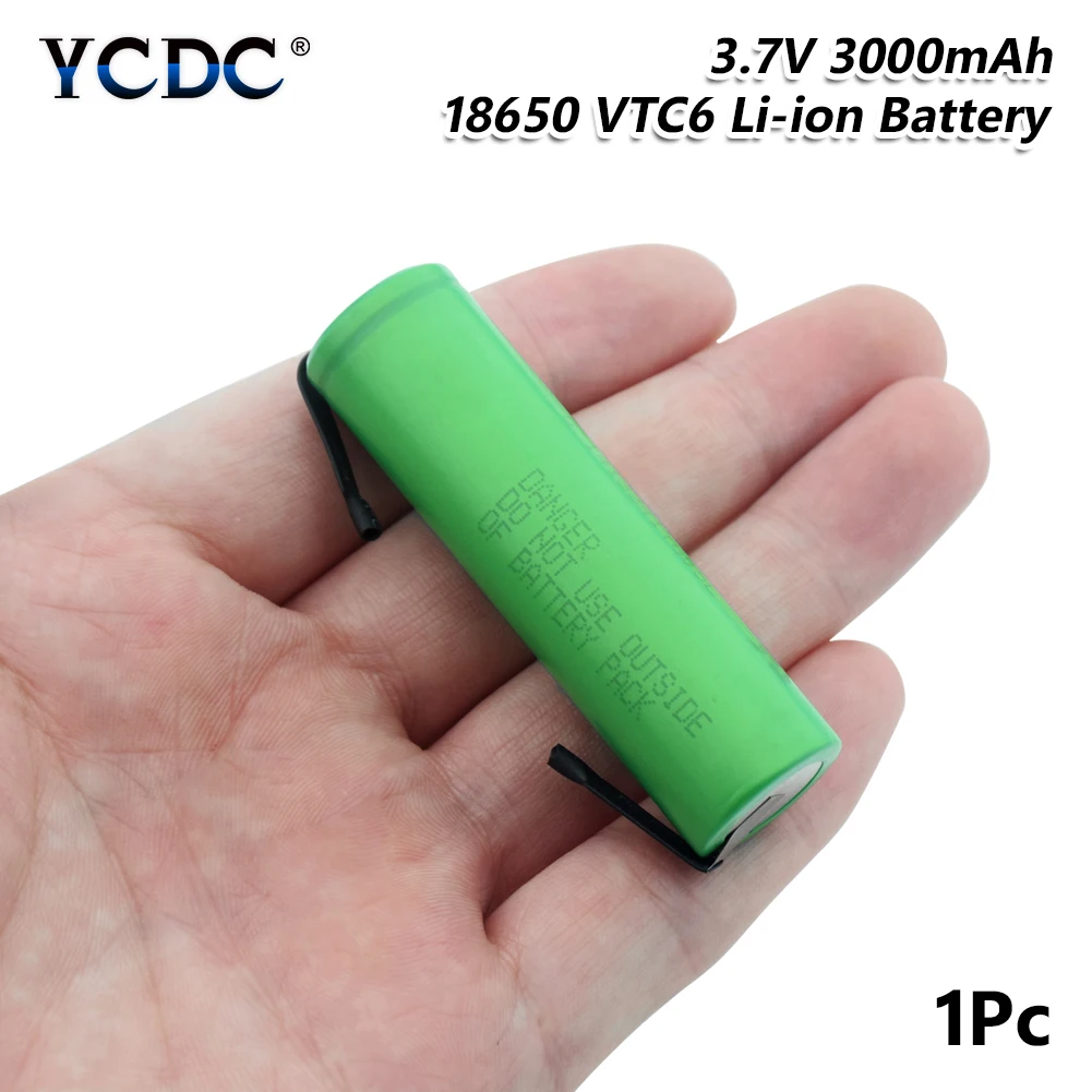 1/2/4 шт. перезаряжаемые 3,7 в литий-ионный аккумулятор vtc6 18650 литиевая батарея с никелевые вкладки большого потока энергии 30a сотовый 3000 мАч для rc игрушки