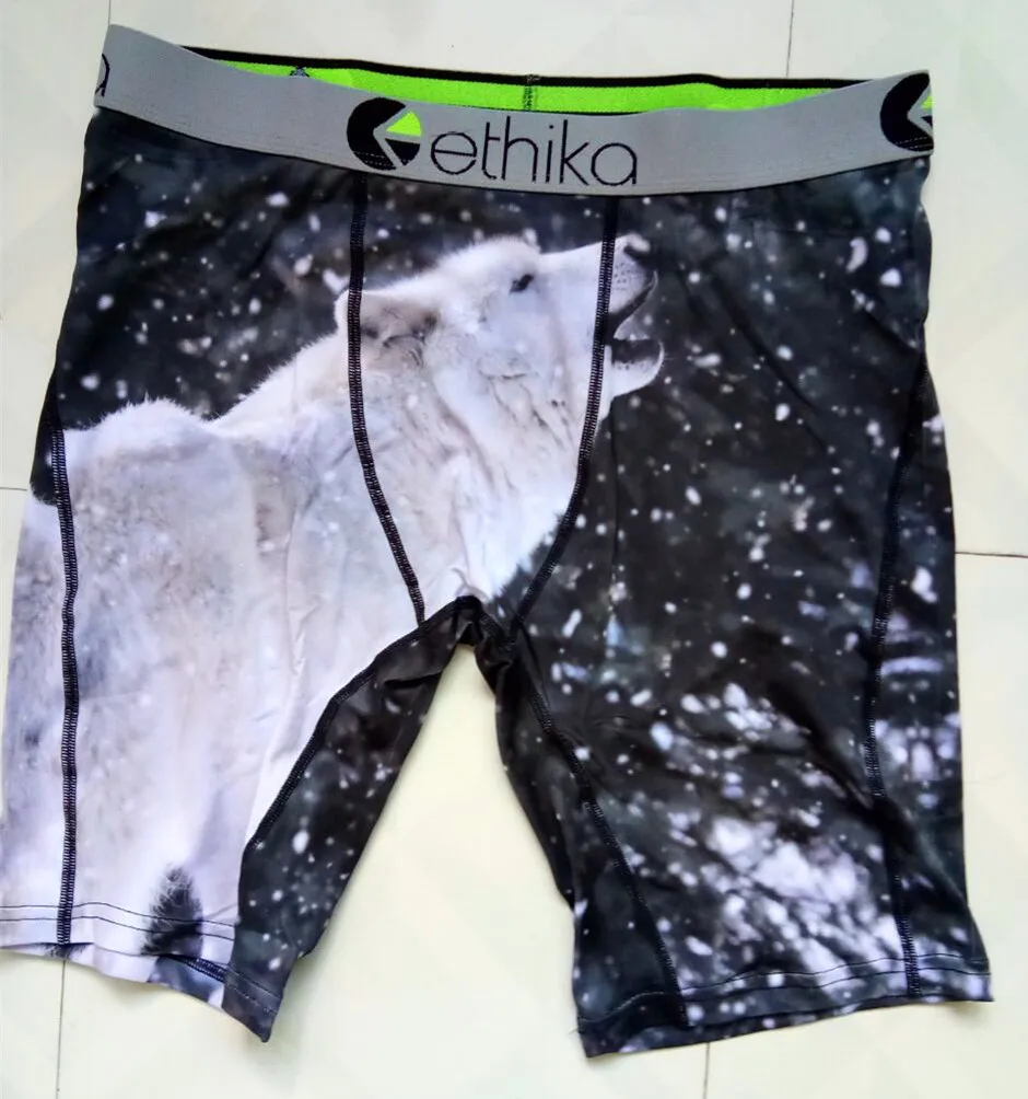 Роскошное Ethika Мужское нижнее белье, боксеры с мультяшным принтом, гей медведь, Сексуальные Длинные боксеры, мужские трусы, дышащие обтягивающие шорты, спортивные мужские трусы