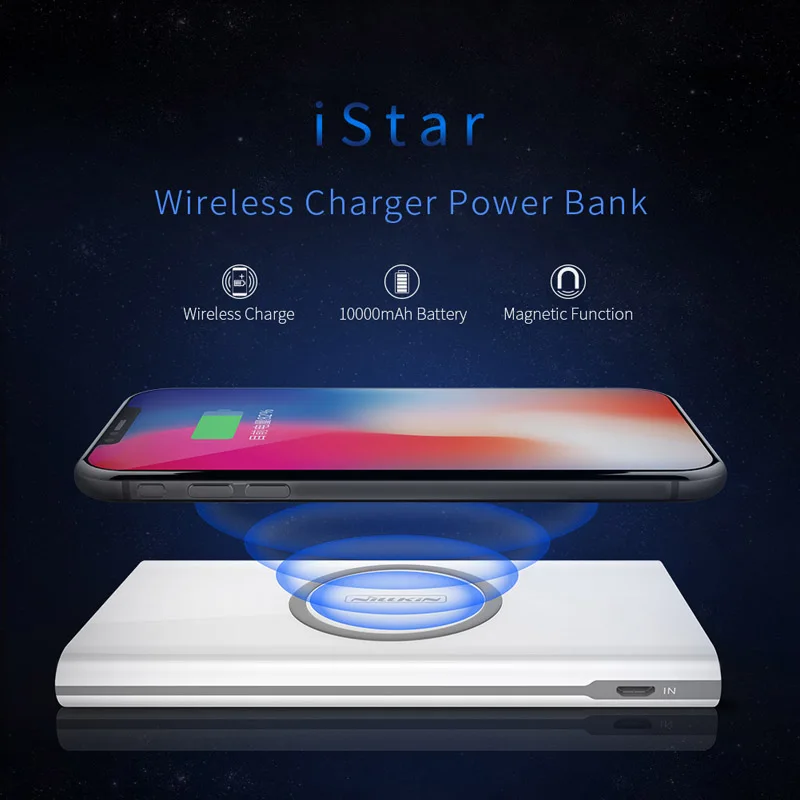 Power Bank Беспроводное зарядное устройство s Qi NILLKIN 10000 мАч Poverbank портативное зарядное устройство Внешний аккумулятор power Bank для Xiaomi iPhone Xr Xs