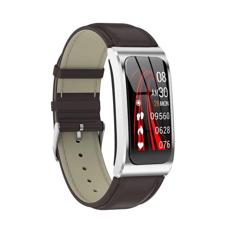 Leather Silver AK12 смарт-браслет Ip68 Водонепроницаемые женские часы браслет монитор сердечного ритма фитнес-трекер Смарт-браслет спортивные мужские Смарт-часы - Цвет: Leather Silver
