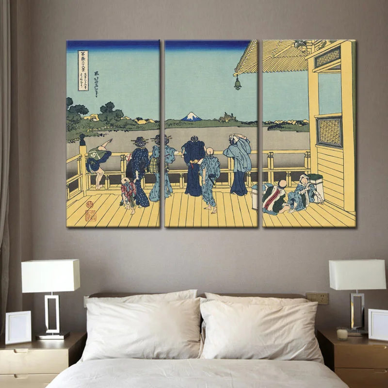 3 шт./компл. японский Ukiyo e холст принт картины весенний тур по гору Fuji живопись