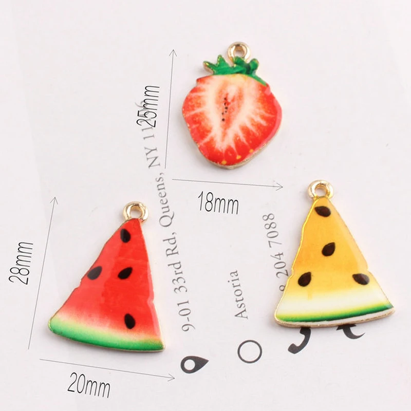5 шт. эмаль лимонное яблоко клубника арбуз фрукты Серьги Подвески ручная работа