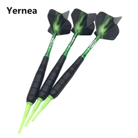 yernea new 3pcsset soft tip darts 19g nickel plated electronic dart aluminum alloy shaft green dart tip and shafts flights