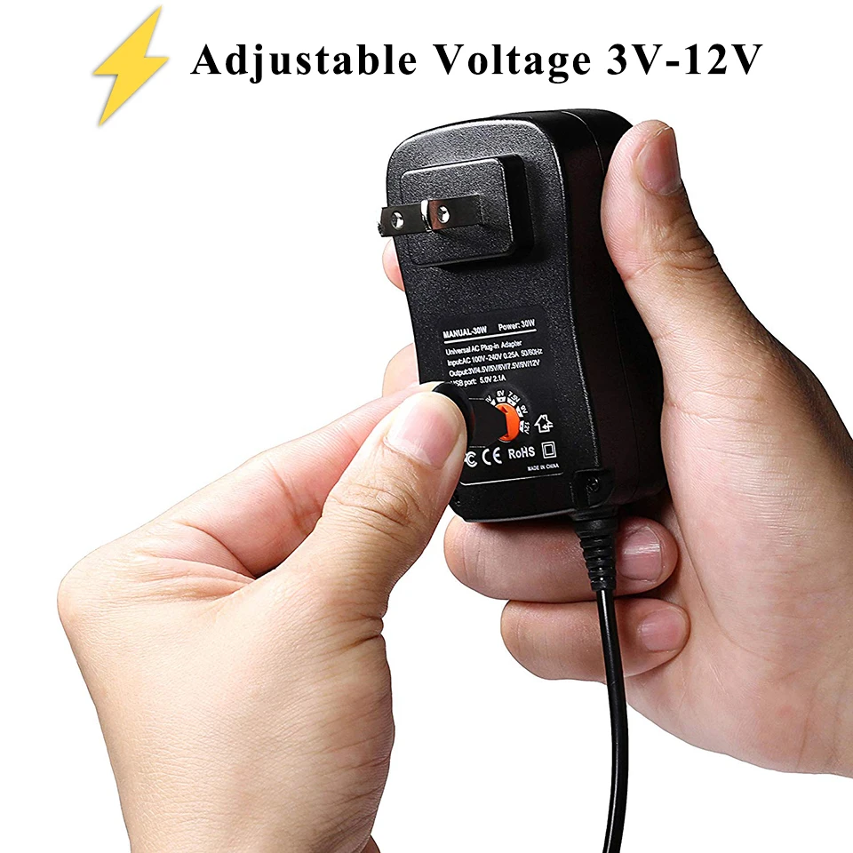 AC DC Мощность адаптер 3 В 4 5 6 7 9V 12V 2A Регулируемый USB универсальный Зарядное