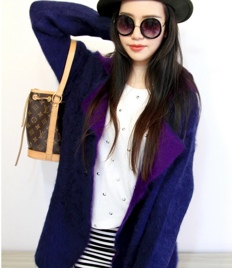 New knit real mink sweater double layer cashmere velvet trench Coat Winter long Jacket free shipping TP191 | Женская одежда