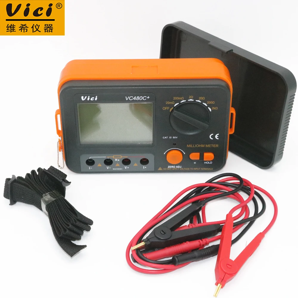 

Vici VICHY VC480C+ 3 1/2 Digital Ohm Meter Milli-ohm Meter Resistance Tester 4 wire Test w/LCD Backlight