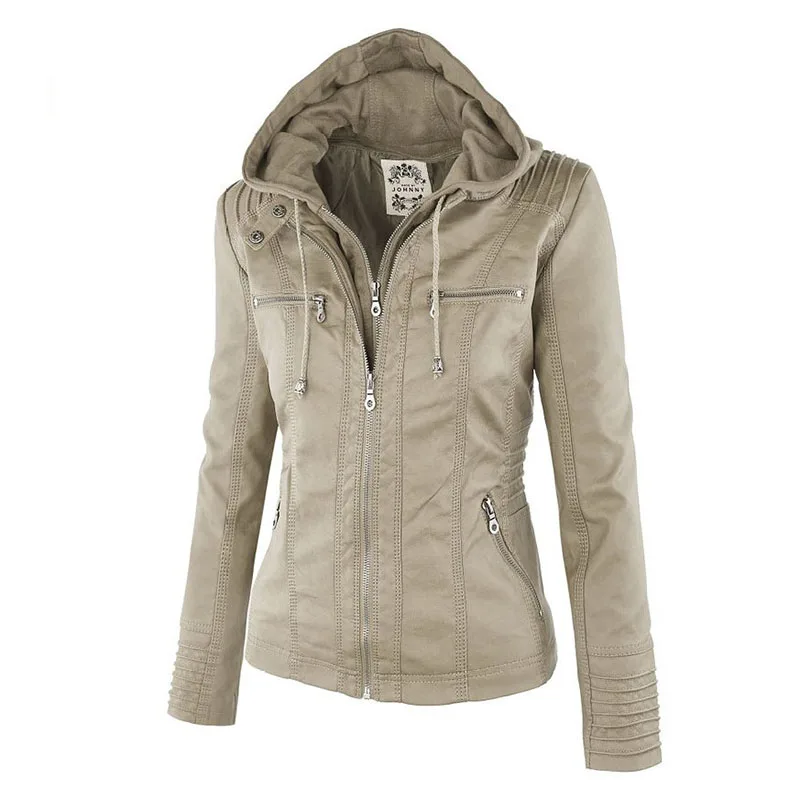 hooded leather Jacket women Gothic faux PU Jacket coat fashion Moto faux leather PU Coat female Plus size 7XL chaqueta muje