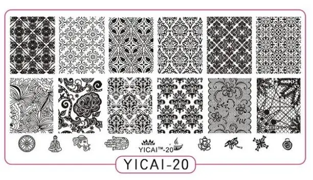 Новинка Konad пластины для штамповки ногтей 6,5*12,5 см YICAI шаблон дизайн ногтей Stempel штамп с лаком для ногтей шаблоны для ногтей - Цвет: 20