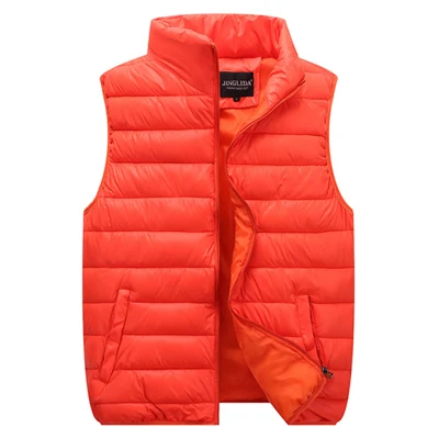 Orange UNIVOS KUNI,, мужской теплый жилет, Одноцветный, с подкладкой, модный дизайн, свободный, для пары, для женщин, для мужчин, Осень-зима, большой размер, 5XL, J604 - Цвет: Orange