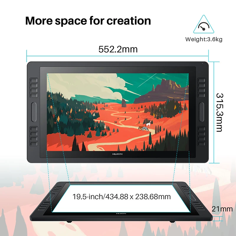 Huion KAMVAS Pro 20 GT-192 без батареи наклон поддержка графический Рисунок ручка дисплей монитор 8192 уровень с экспресс-ключами сенсорные панели