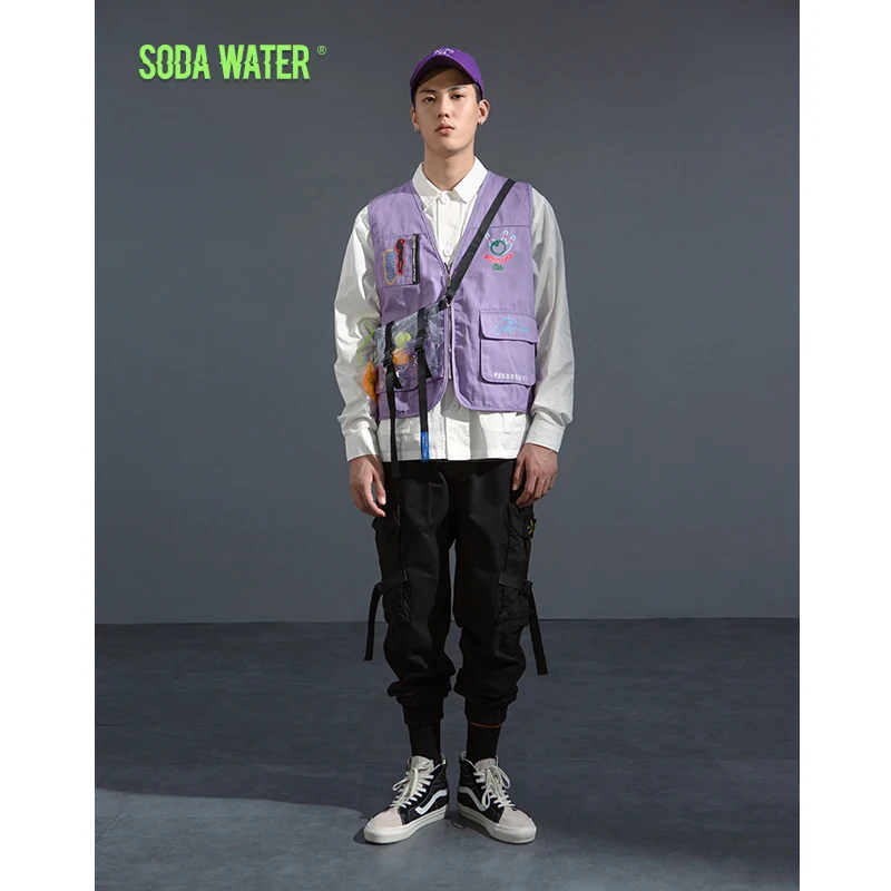 SODA WATER бренд мужской жилет без рукавов куртка хлопок повседневное мульти карман