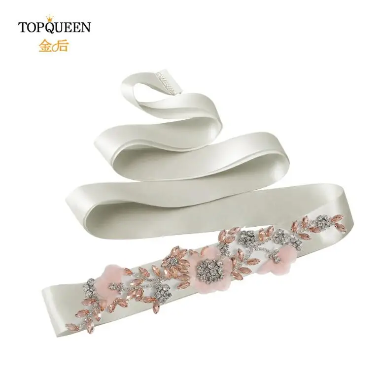 Silver grey TOPQUEEN, S419-R, розовое платье, румяна, розовые ремни, розовый пояс для женщин, розовые стразы, Цветочный Пояс для подружек невесты - Цвет: Silver grey