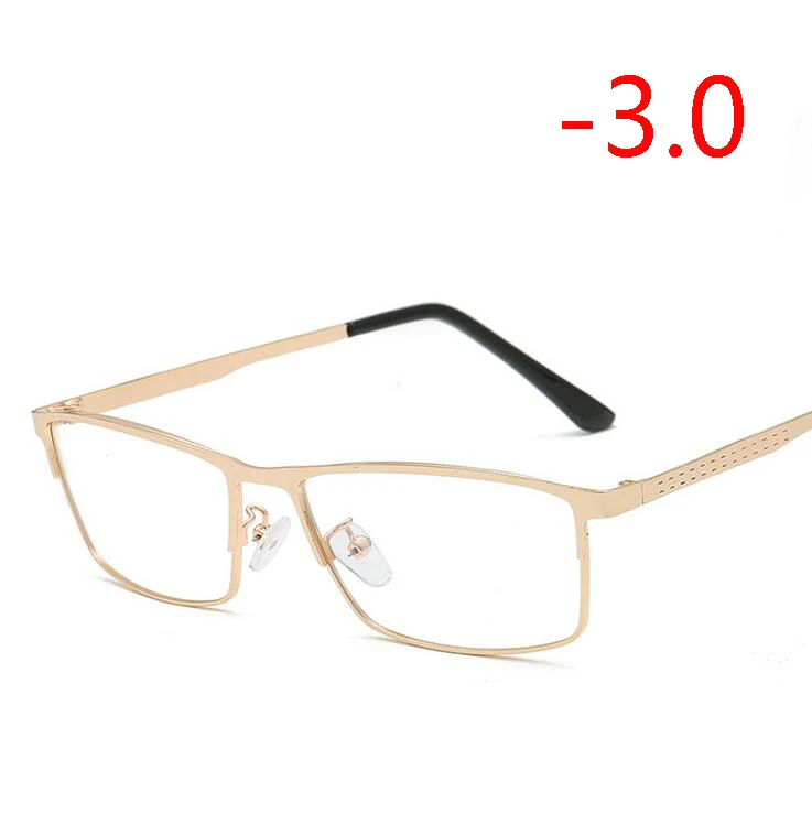 Myopia 300 1,56 асферические линзы, полная оправа, бизнес очки по рецепту, мужские Модные металлические квадратные очки для близорукости с градусом 0-0,25-0,5 до-4,0 - Цвет оправы: Myopia 300