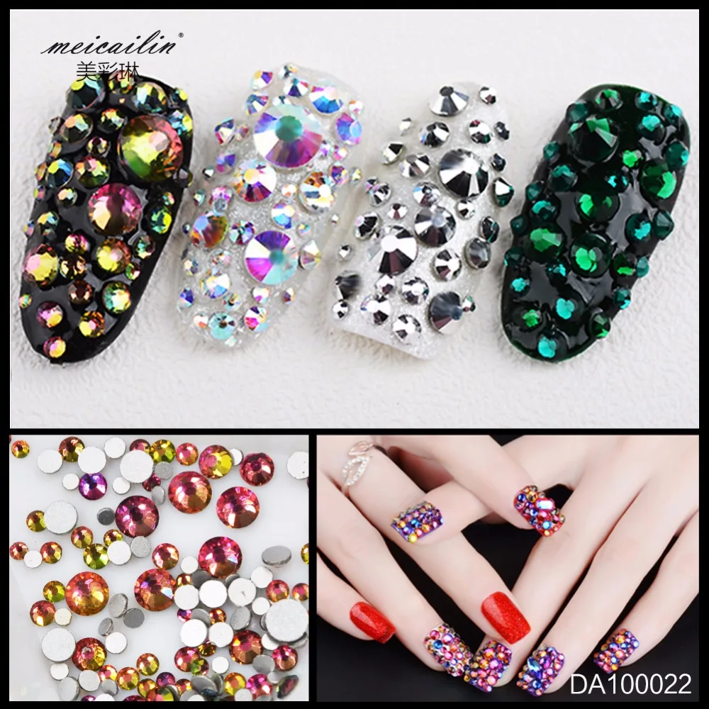 Стразы для дизайна ногтей 1440 шт./упак. кристаллы AB без горячей фиксации