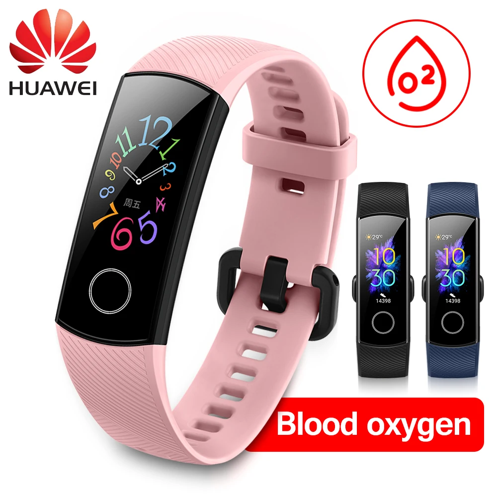 Умный Браслет huawei Honor Band 5, Оксиметр крови, кислород, волшебный цвет, сенсорный экран, для плавания, для обнаружения сердечного ритма, сна, сна