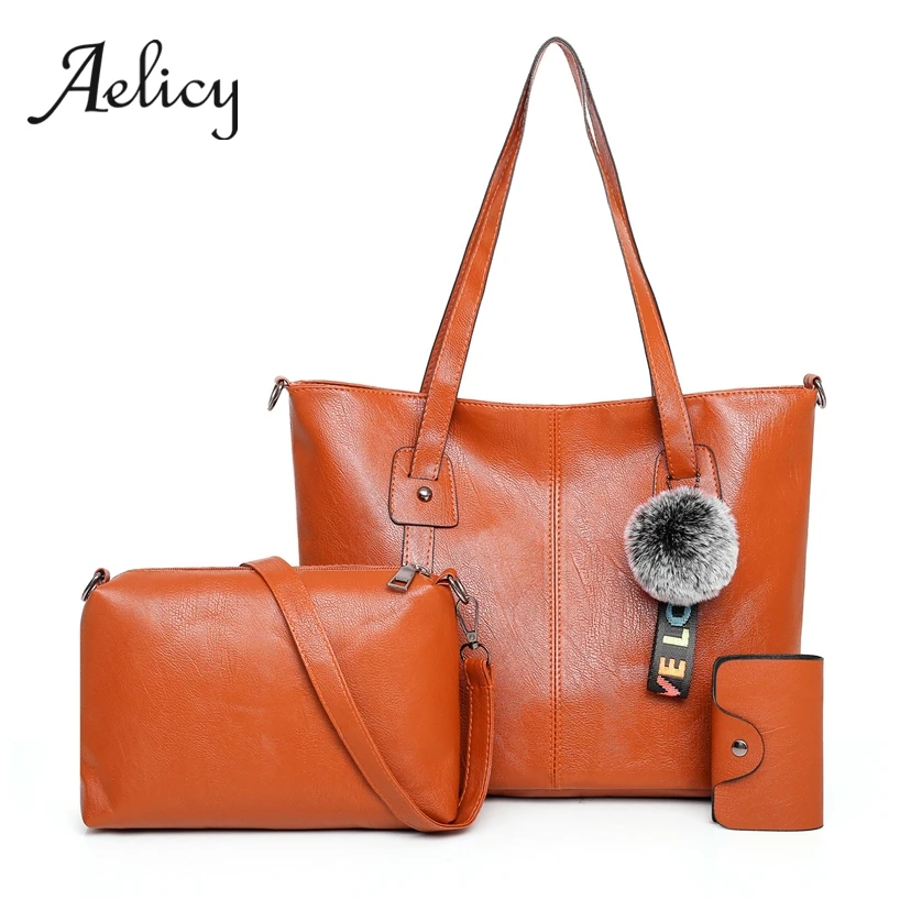 Aelicy 3 шт. Женские однотонные сумки роскошная женская большая сумка тоут из мягкой