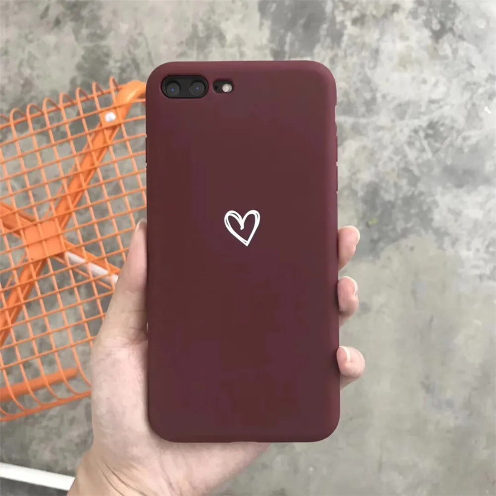 Модные Карамельный цвет мягкий чехол для iPhone X XS MAX XR сердце любовь Painted Graphic пара