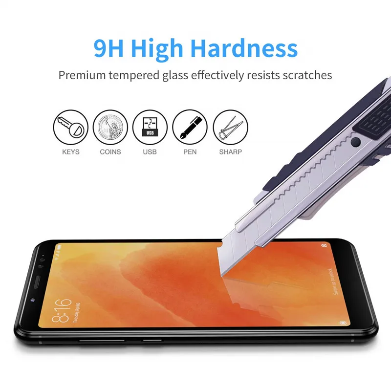 Закаленное стекло на Xiaomi Redmi Note 5 Glass Scratch-resistant защитное стекло на экрана сяоми редми 5 pro стеклоЧерная передняя пленка