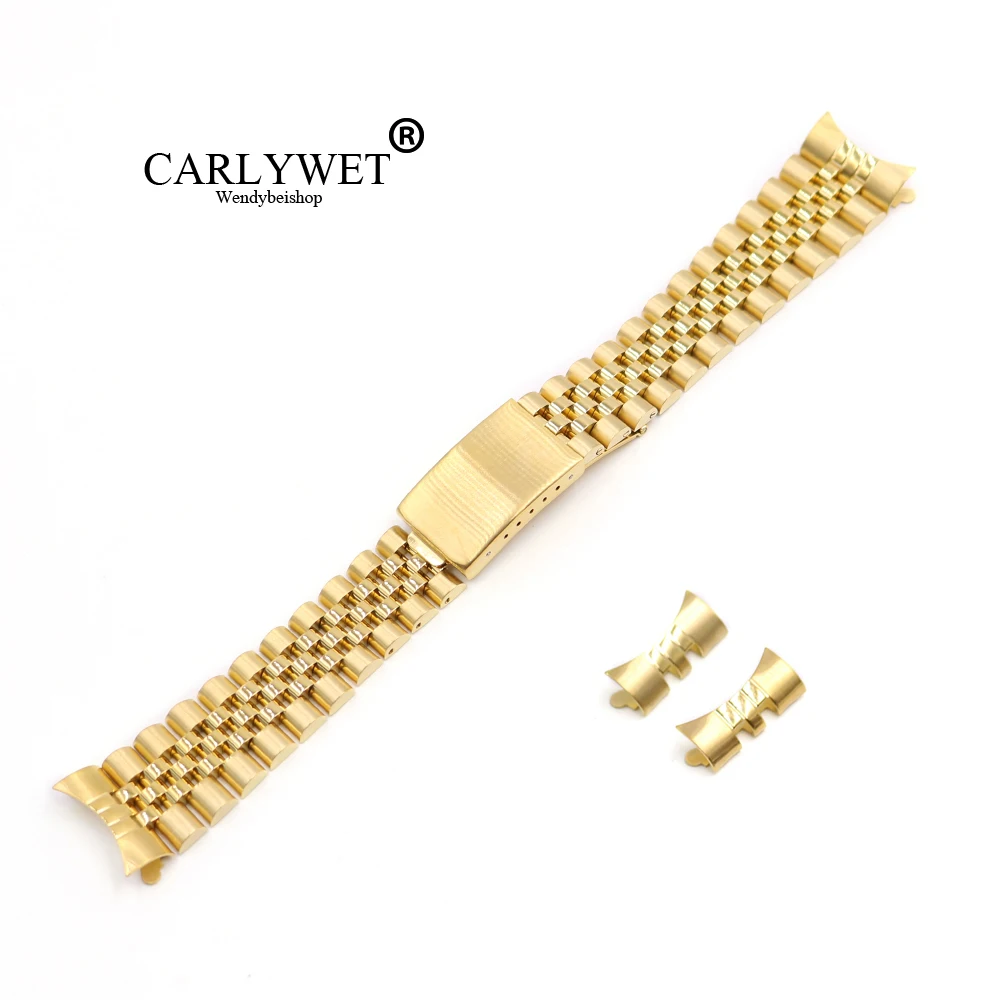 

Ремешок для часов CARLYWET, с закругленными наконечниками, из золотистой стали, 13, 17, 19, 20, 22 мм