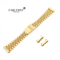 carlywet 13 17 19 20 22mm hollow curved end solid screw links gold steel replacement watch band strap bracelet for jubliee