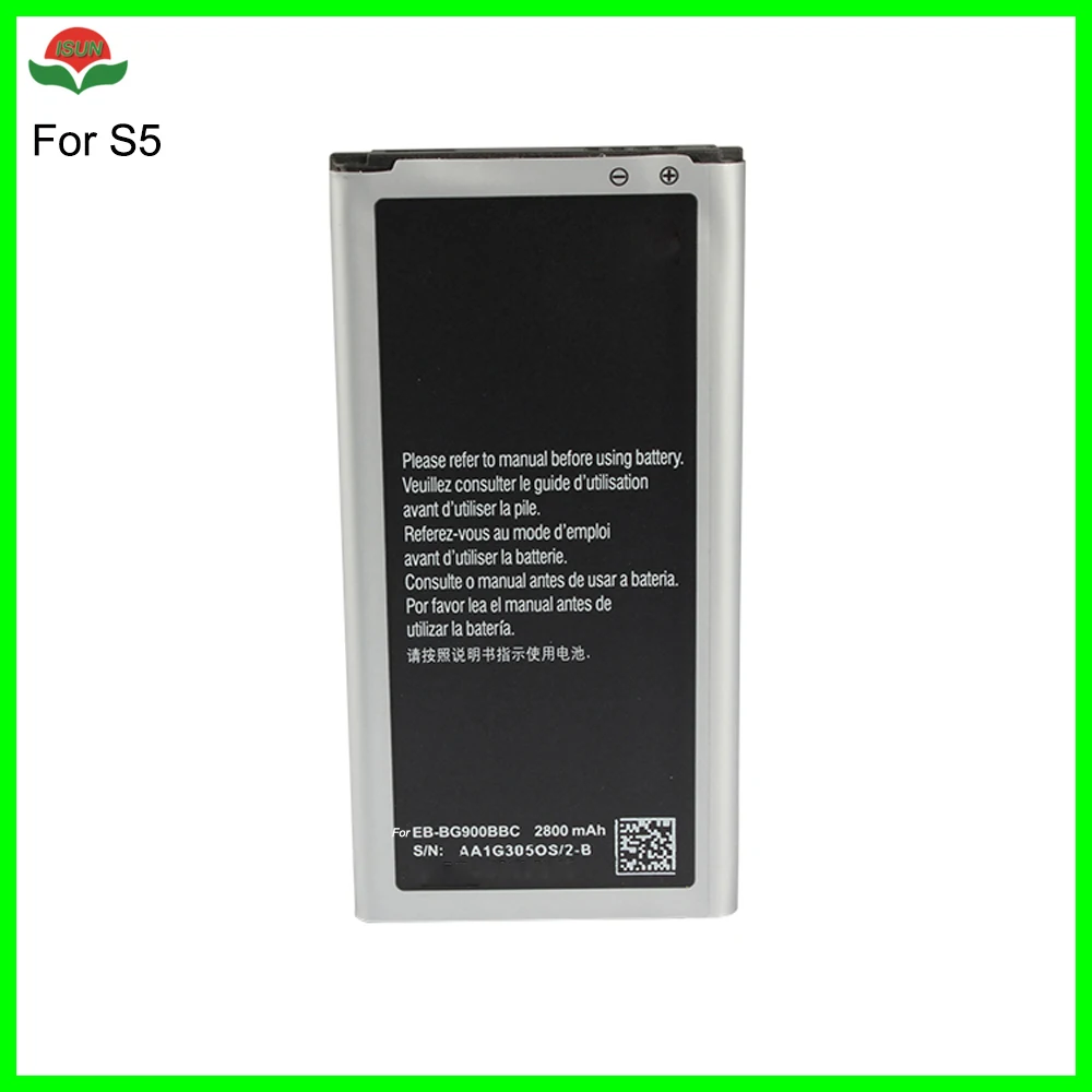 ISUN 100% оригинальное качество 2800 мАч аккумулятор для Samsung Galaxy S5 EB BG900BBC i9600 G900S G900F G9008V