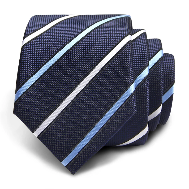 Фото Дизайнерские мужские галстуки 7 см классические темно синие полосатые