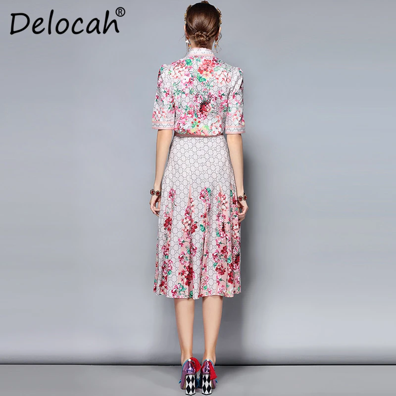 Delocah/летний модный дизайнерский костюм комплект женской блузки с бантом и