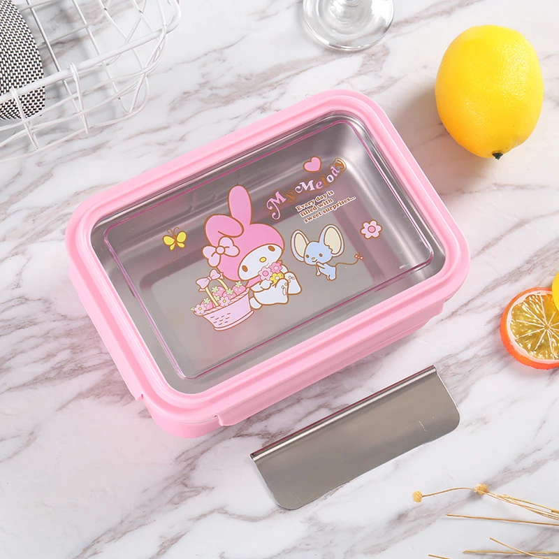 Hello kitty 304, Ланч-бокс из нержавеющей стали, сохраняющий тепло, Ланч-бокс, с крышкой, для столовой, лаконичный контейнер для еды, Ланчбокс - Цвет: Mei Le Di