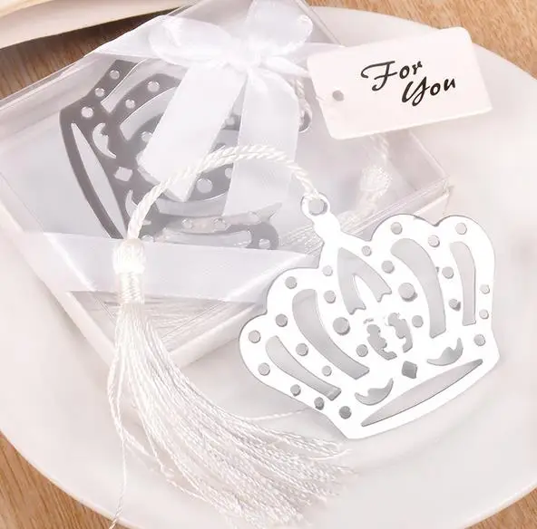 

Ctrue 10pcs Silver Crown Bookmark Wedding birthday Christening Bridal boy Baby Shower Favor girl baby shower souvenirs