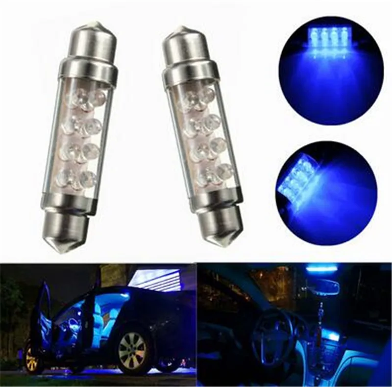 Новый 4x лампочка для салона автомобиля синий 42 мм 8 SMD купольный фестон
