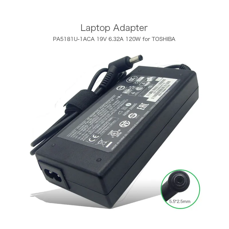 

19V 6.32A 120W 5.5*2.5mm PA-1121-59 AC Adapter for Toshiba Satellite A65-S1063 A75-S1255 P35-SP611 PA5181U-1ACA Laptop Charger