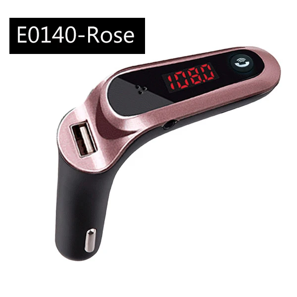 E0140-RoseGold Автомобильный Bluetooth 5,0, fm-передатчик, беспроводной аудио приемник, Автомобильный MP3 плеер, 2.1A, двойной USB, быстрое зарядное устройство, автомобильные аксессуары - Название цвета: E0140-RoseGold