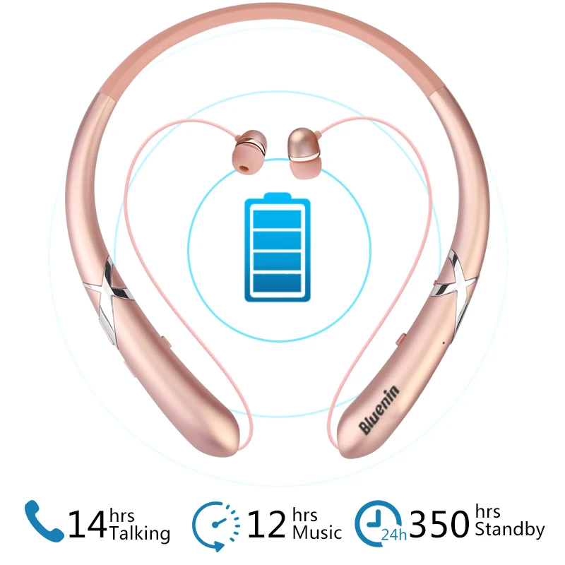 Bluenin Blutooth Наушники Спортивные Беспроводные шейные наушники Выдвижной Bluetooth стерео гарнитура для телефона Xiaomi redmi note 5