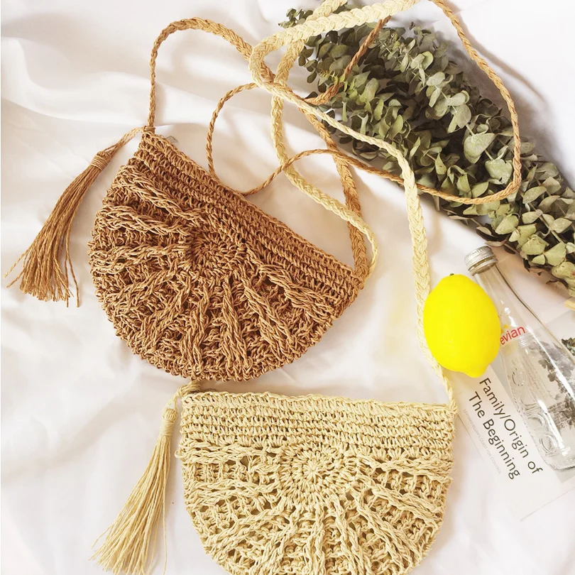 ESHINEDER Woven Strawbags Beach Handbag Zipper Fashion Shoulder Pouch Summer EmbroideryCrossbody Vintage Tote Supply Stuff | Багаж и сумки