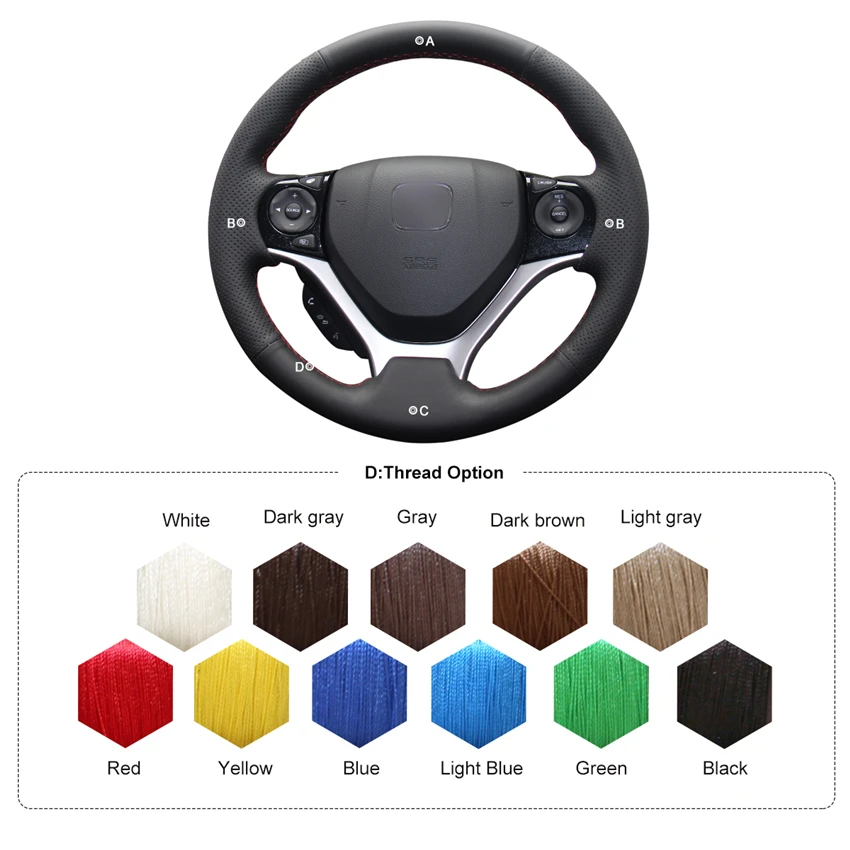 MEWANT черный чехол рулевого колеса автомобиля из искусственной кожи для Honda Civic 9 2012