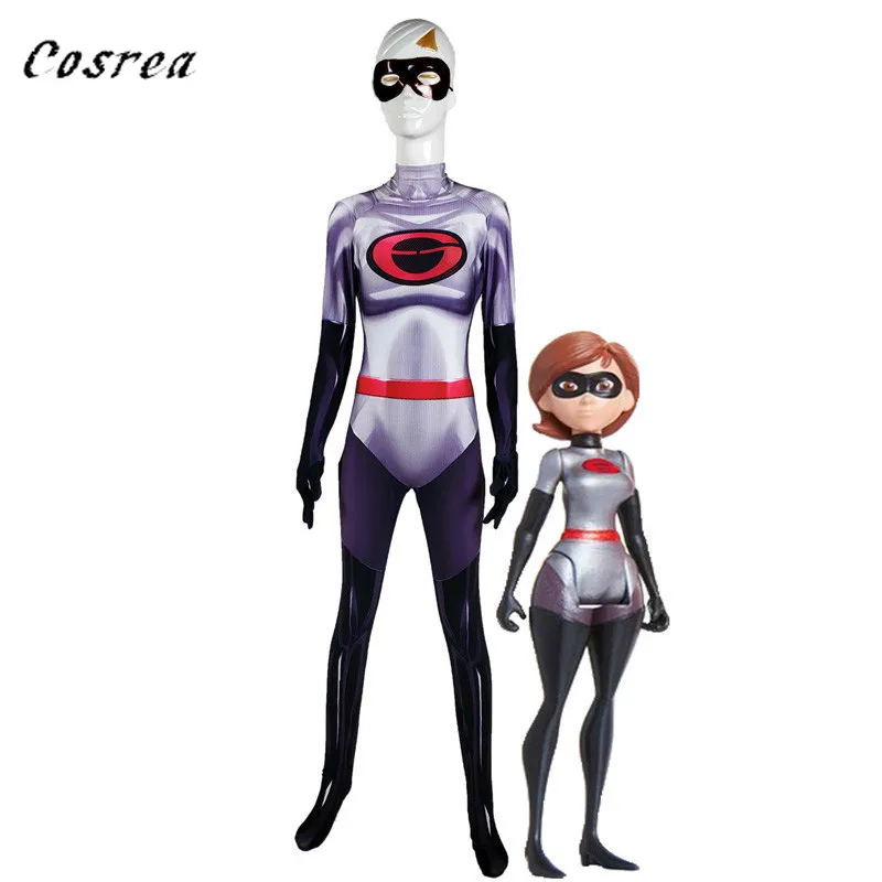 Суперсемейка 2 Косплей Костюм Хелен Парр Elastigirl спандекс зентай для взрослых
