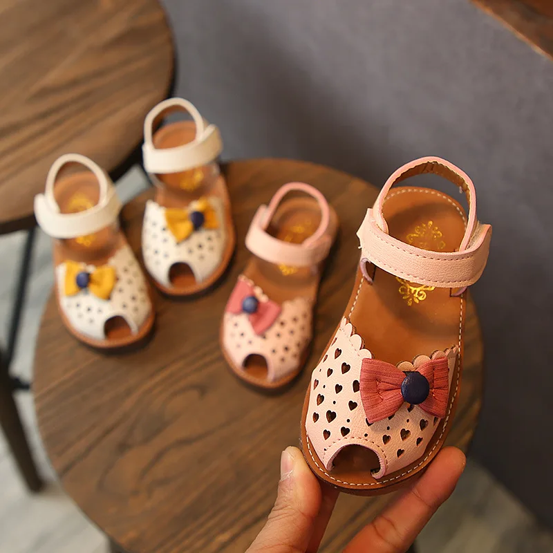 2019 New Children Tide Shoes Summer Korean Version Girls Sandals with Bowtie Kids Soft Sole Cartoon Baby Toddler | Детская одежда и