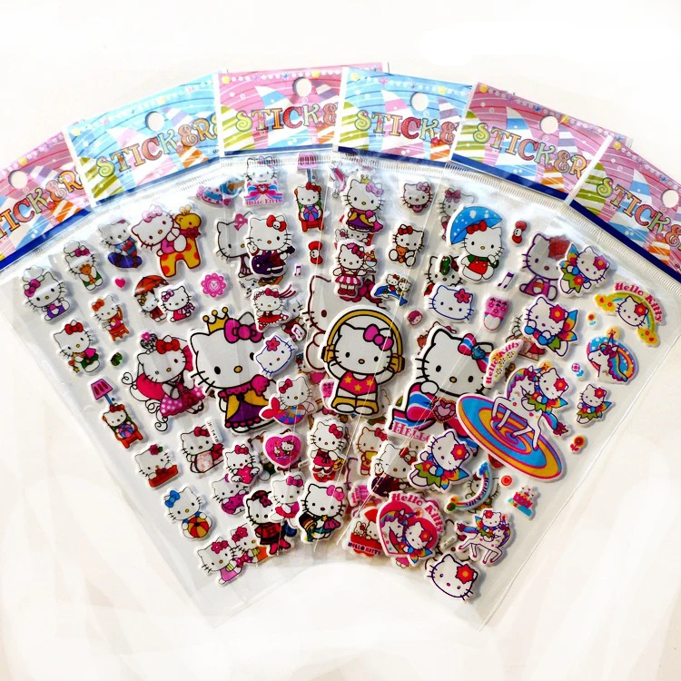 12 листов пузырьковая наклейка s 3D милый мультяшный рисунок hello kitty кошка наклейка Скрапбукинг игрушки для детей детский подарок Этикетка Декор