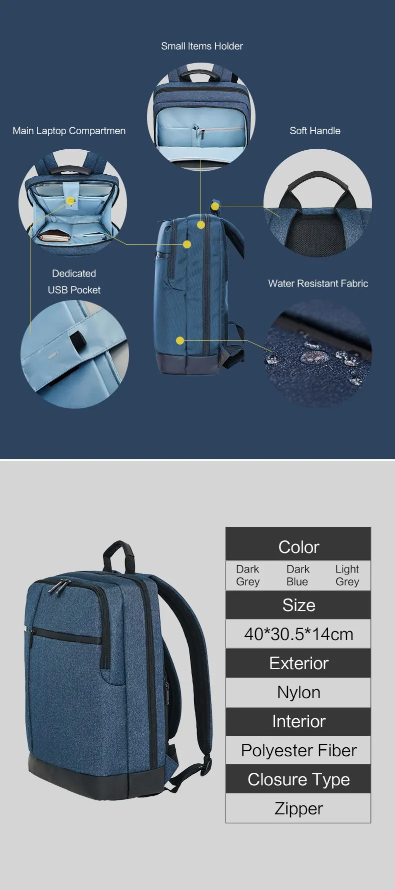 Xiaomi 90FUN классический деловой рюкзак для женщин и мужчин большой емкости компьютерный рюкзак сумка для студентов Mochila рюкзаки