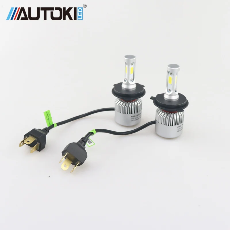 2pcsS2 H1 светодиодный лампы Супер яркий авто фары 2X 36 Вт 8000LM 6500K 12V 24V с переключением