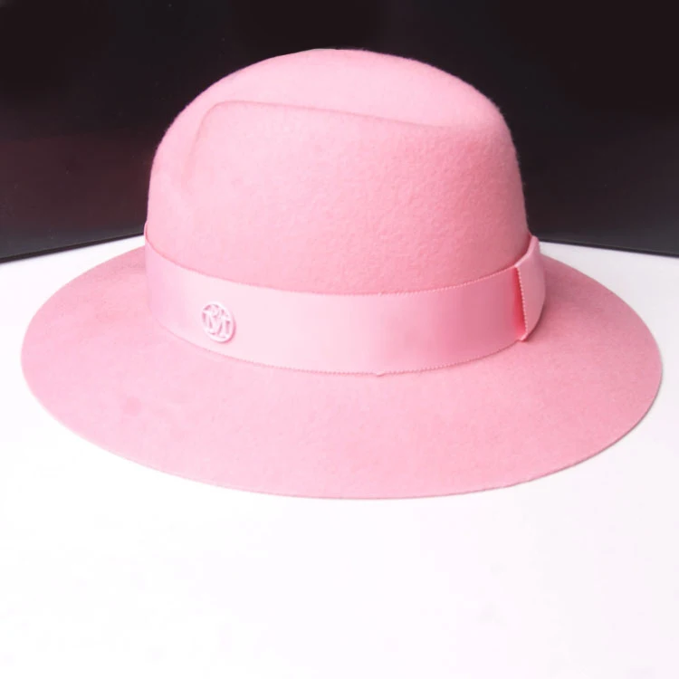 Women Wool Fedora Hat Pink Ribbon Elegant Lady Winter Autumn Wide Brim Woolen Felt Jazz Cap Church Sombrero Chapeu Fedoras A087 |