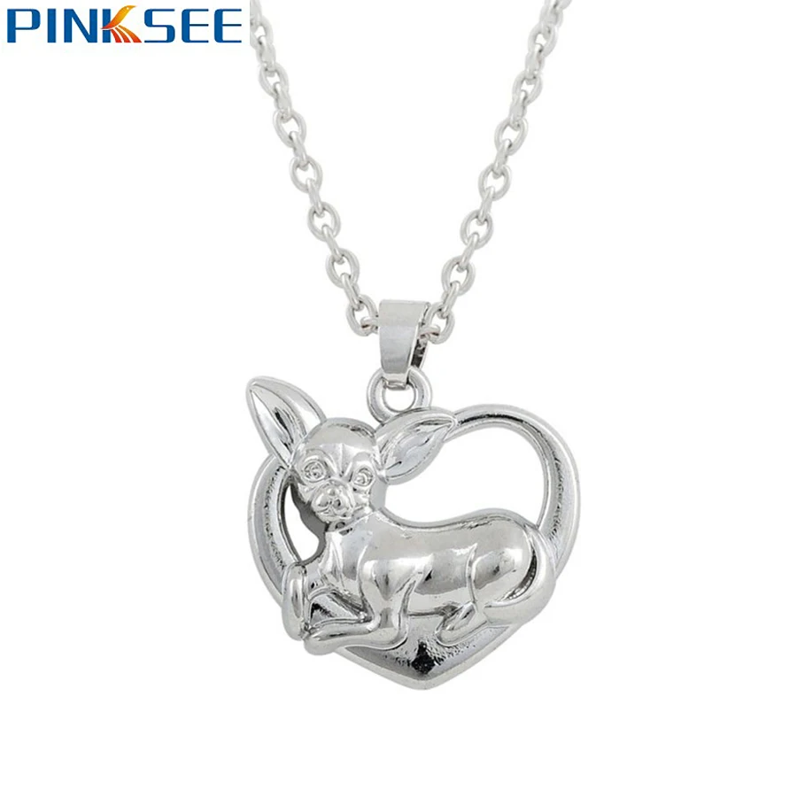 Кулон в виде сердца собаки чихуахуа милый щенок любимая собака модные украшения