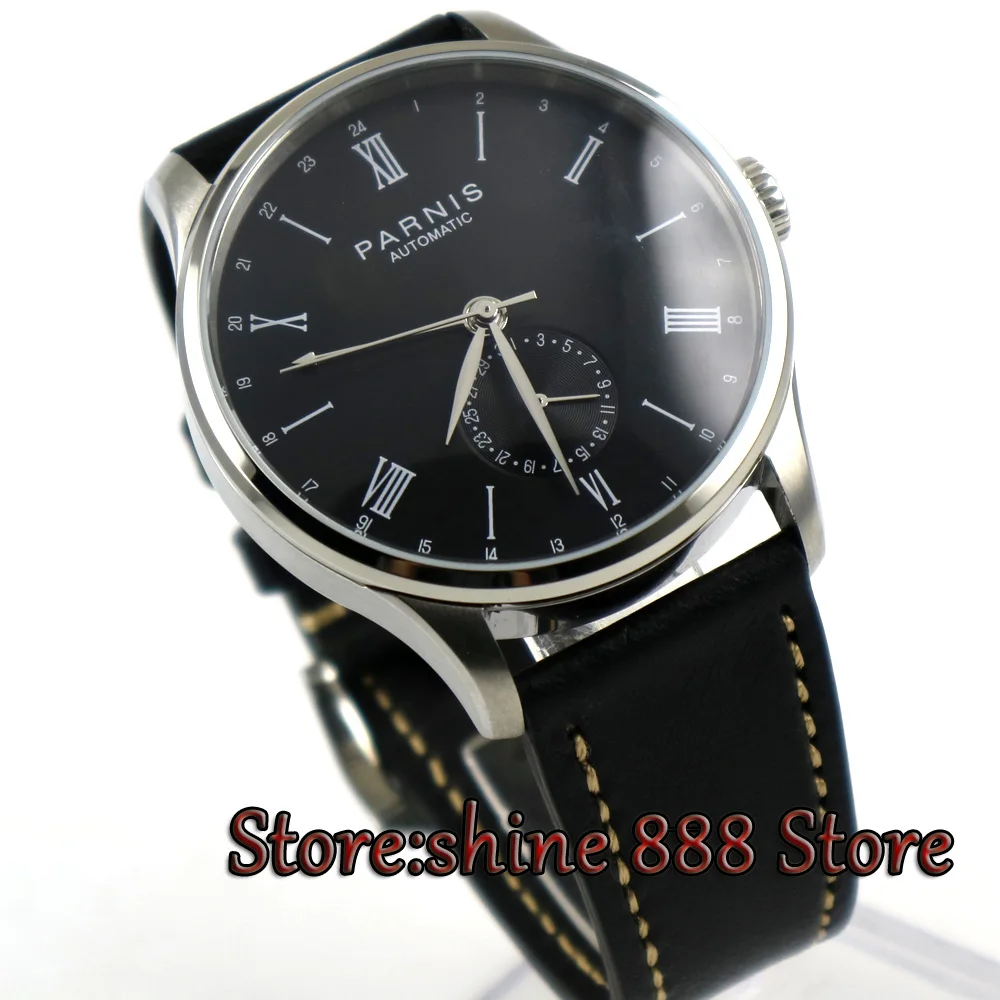 Мужские часы с черным циферблатом Parnis 42 мм датой 24 часа ST 1690|watch men|watch men watchwatch watch |