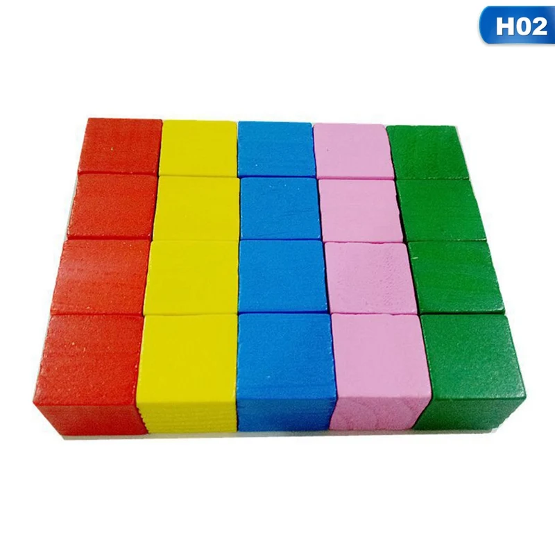 H02 20PCS 16/20/25 шт. 2 см маленькие деревянные строительные блоки Красочные Куб детские развивающие игрушки математический инструмент модели игрушки для детей - Цвет: H02 20PCS