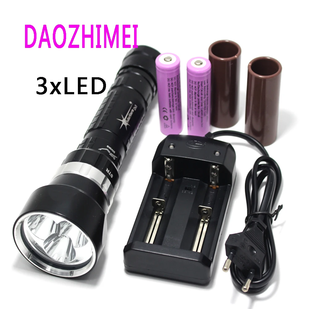 

Waterproof Underwater Diving diver XM-L2 T6 led Flashlight Lamp white light 18650 26650 rechargeable battery Torch