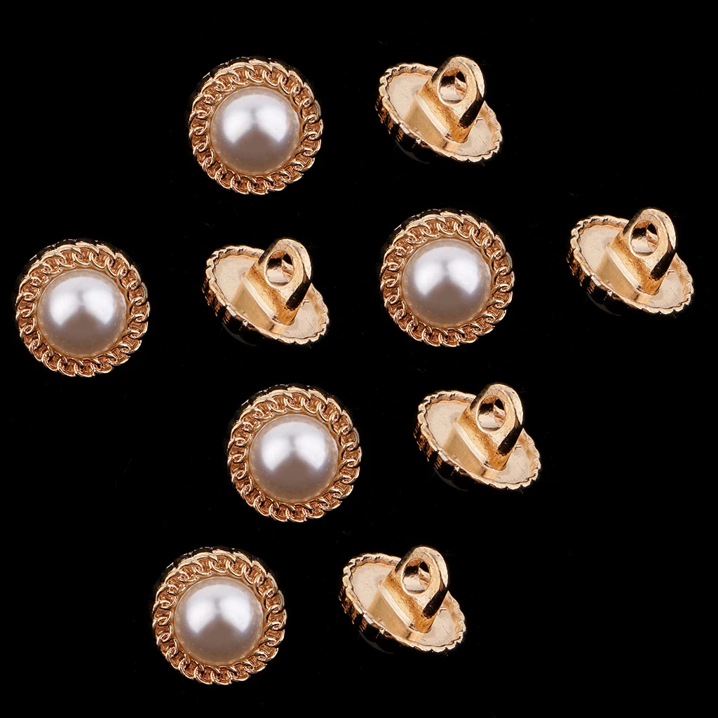 10 Pieces Gold Sew in Pearl Buttons with Shank for Clothes Shirts Coats 10mm | Дом и сад
